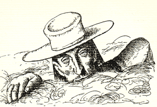 Gulliver swimming to shore