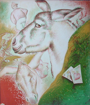 Lithograph of Donkey